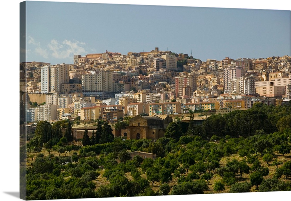 Italy, Sicily, Agrigento, La Valle dei Templi, Valley of the Temples, View of Modern AGRIGENTO