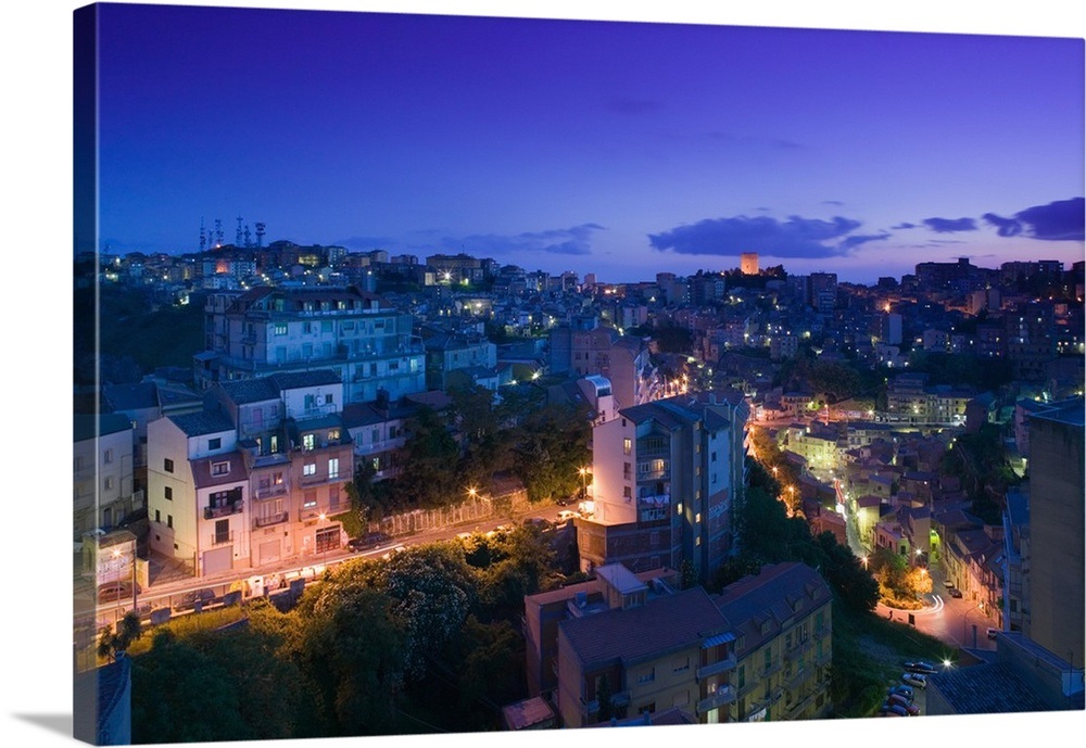 Italy Sicily Enna Town View From Grande Albergo Sicilia Hotel - 