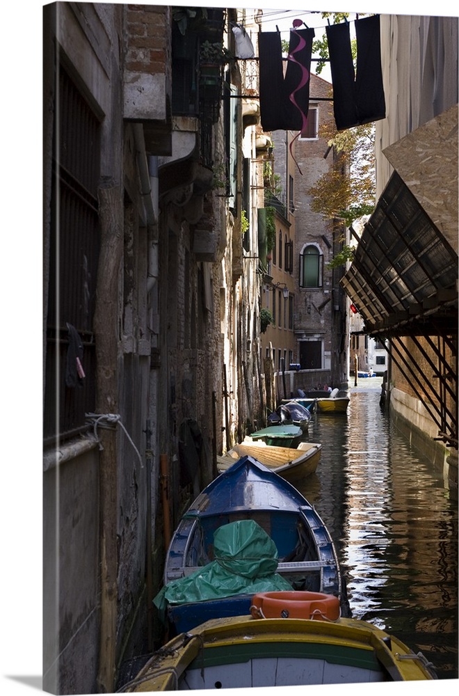 Europe, Italy, Venice. Boats in canal.