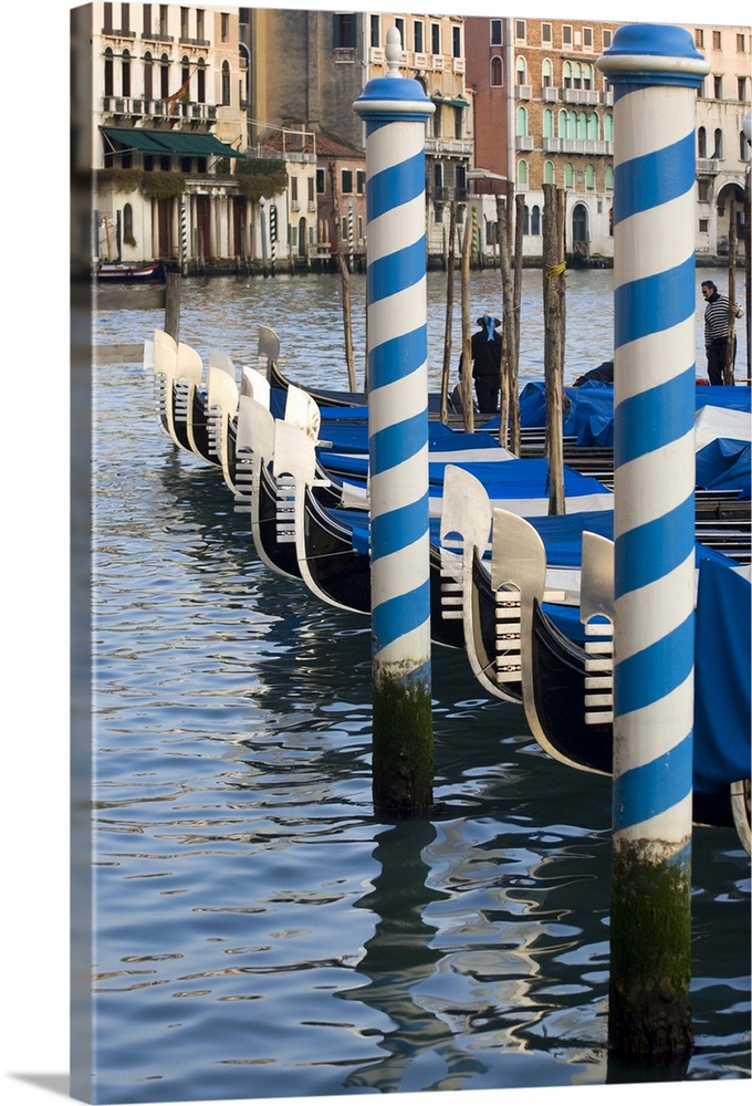 Europe, Italy, Venice. Gondolas on the Grand Canal.