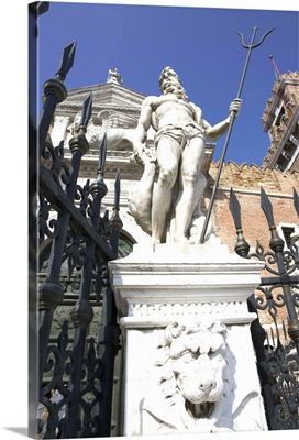 Italy, Venice, Statue of Neptune in front of the Arsenal