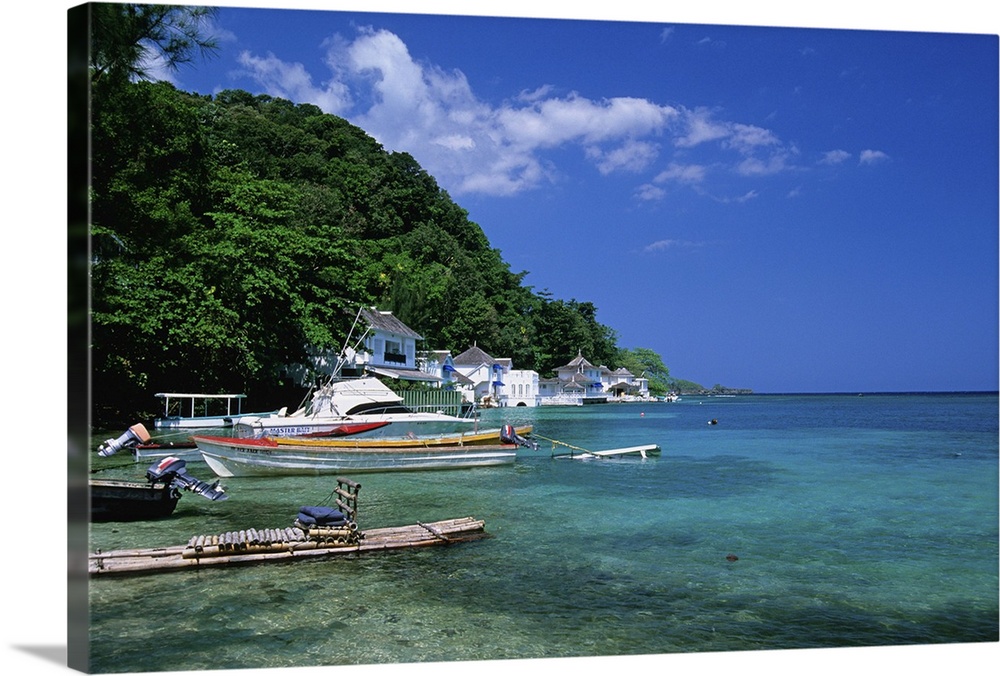 Jamaica, Port Antonio, Houses near Blue Lagoon.