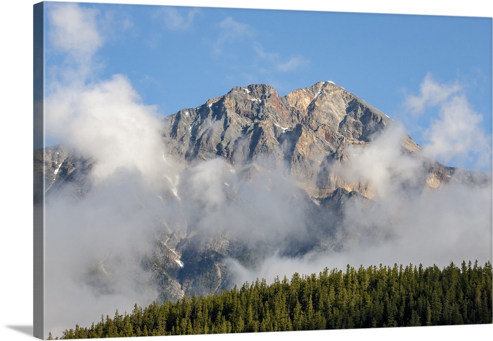Jasper National Park, Alberta, Canada. View of Pyramid Mountain from Patricia Lake Circle trail.