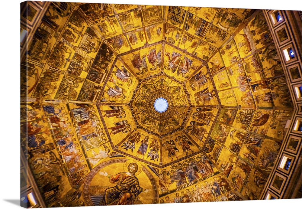 Jesus Christ and angels mosaic, Florence Baptistery, Florence, Italy. Baptistery created 1050 to 1150, mosaics by Friar Ja...