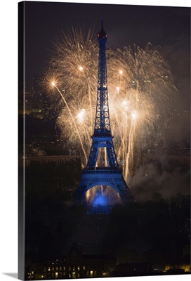 July 14 fireworks at the Eiffel Tower, Paris, France