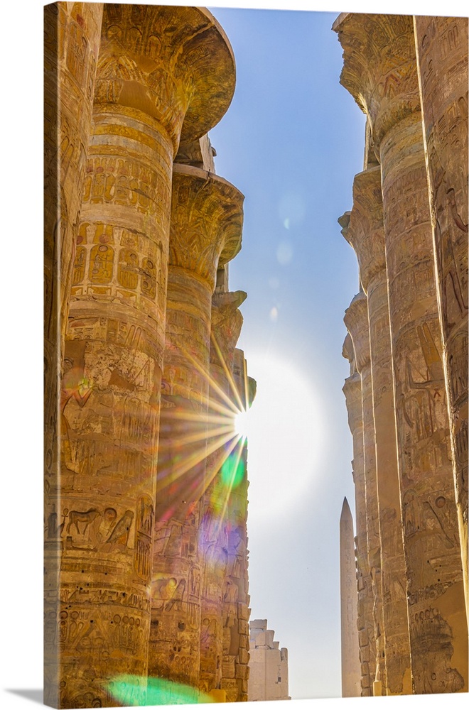 Karnak, Luxor, Egypt. Columns of the Great Hypostyle Hall at the Karnak Temple Complex.