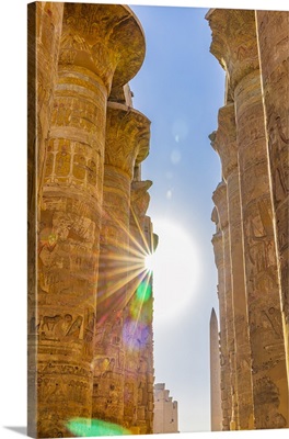 Karnak, Luxor, Egypt, Columns Of The Great Hypostyle Hall At The Karnak Temple Complex