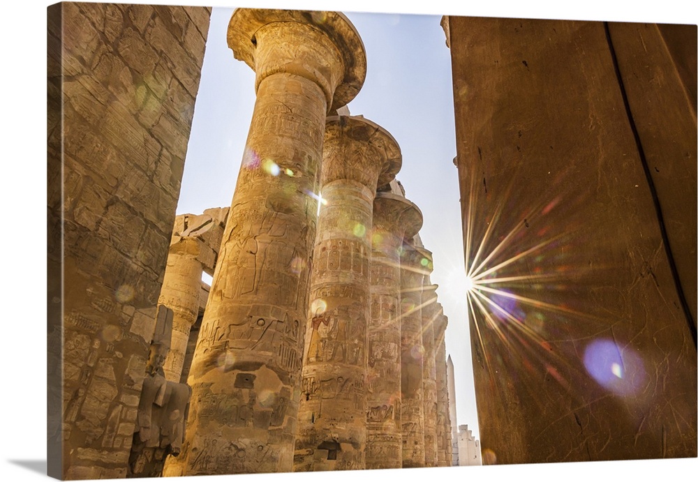 Karnak, Luxor, Egypt. Columns of the Great Hypostyle Hall at the Karnak Temple Complex.