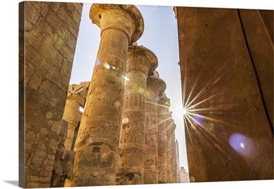 Karnak, Luxor, Egypt, Columns Of The Great Hypostyle Hall At The Karnak Temple Complex