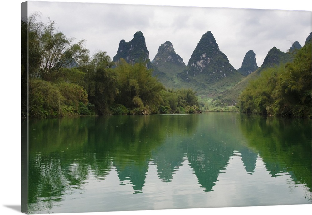 Karst hills with Longjiang River, Yizhou, Guangxi Province, China