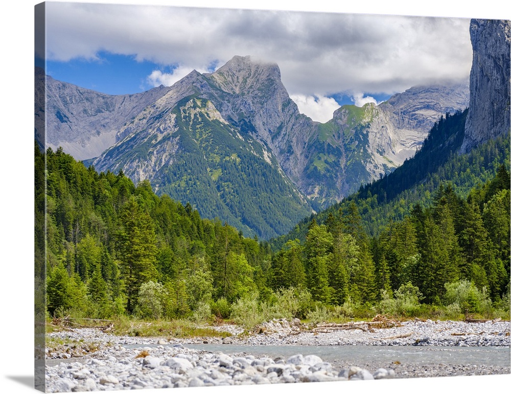 Karwendel Mountains near Eng Alpe in the valley of Rissbach Creek in Tyrol. Austria.
