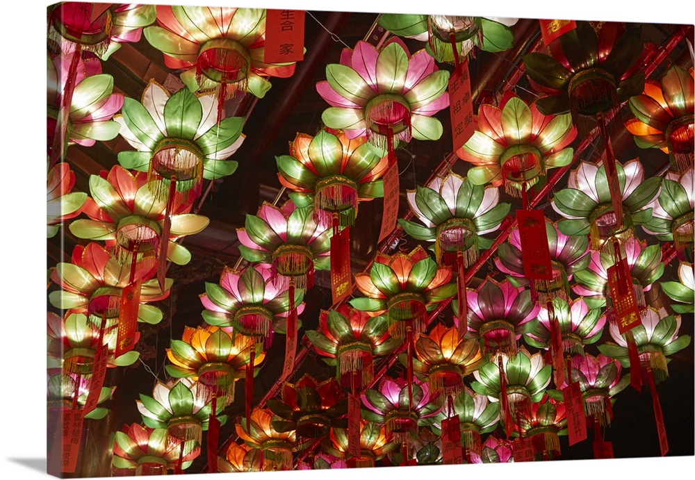 Lanterns in historic Pak Tai Temple (1863), Wan Chai, Hong Kong Island, Hong Kong, China