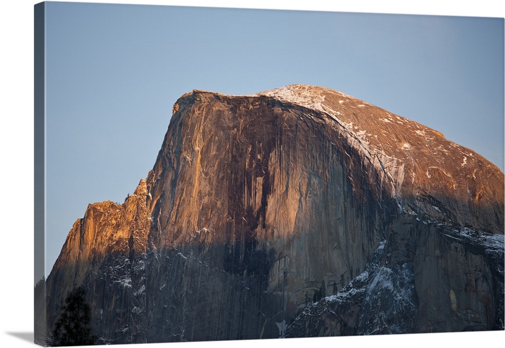 Last light falls on Half Dome as the sun sets, Yosemite National Park, California.