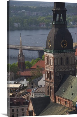 Latvia, Riga, Old Riga, Vecriga, elevated view of Dome Cathedral