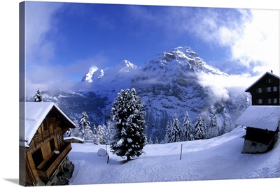 Life In Switzerland Beautiful Snow Scene In Mt Jungfrau In Murren Switzerland