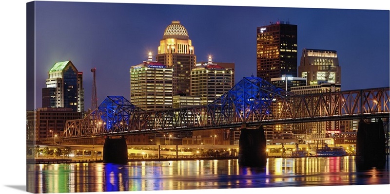 Louisville Downtown Elevated Skyline Framed Print by Davel5957 