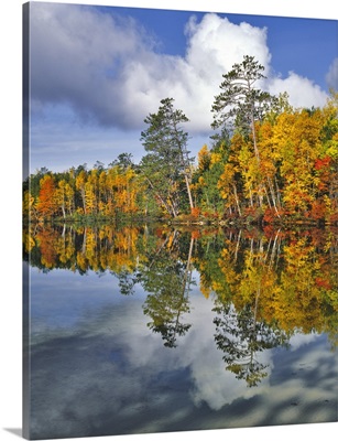 Maine. Autumn scenic of Upper Togue Pond