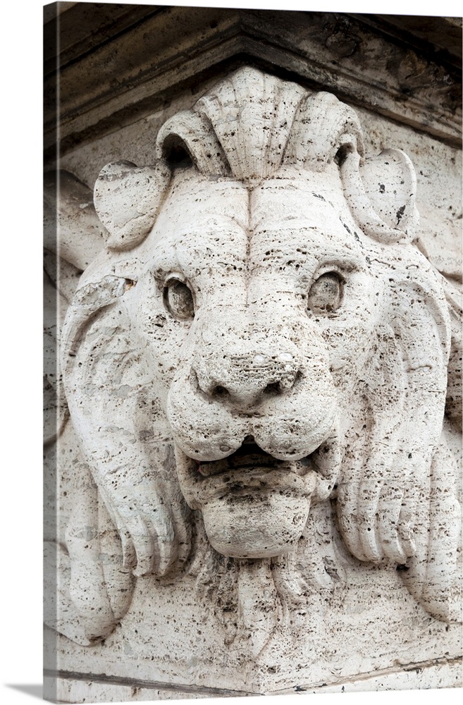 Marble lion at Ponte Vittorio Emanuele 2nd Rome, Unesco World Heritage Site, Latium, Italy, Europe.