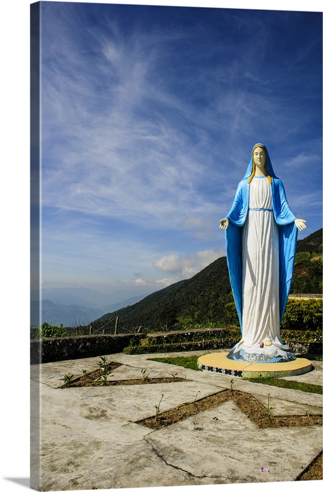 Maria statue atop a pass from Bontoc to Banaue, Luzon, Philippines.