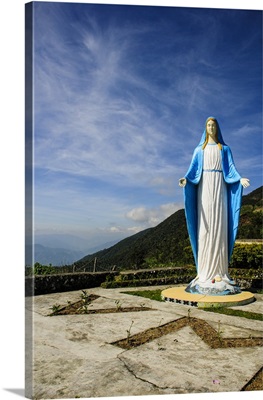 Maria statue atop a pass from Bontoc to Banaue, Luzon, Philippines
