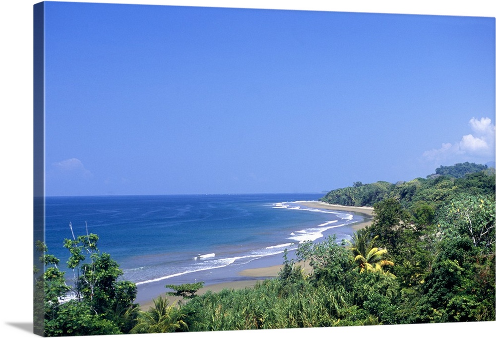 Marino Ballena National Park, Costa Rica. Overview of the coastline with rainforest and beach.