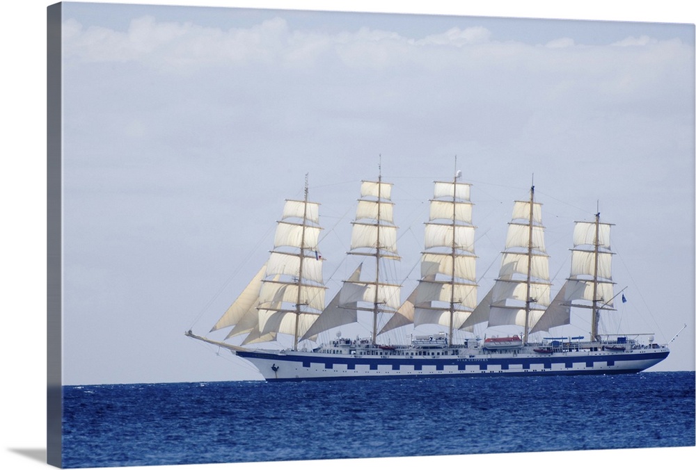 MARTINIQUE. French Antilles. West Indies. Sailing cruise ship of Star Clippers line under sail in waters off Martinique.