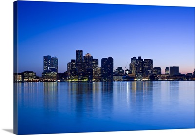 Massachusetts, Boston. Financial District from East Boston, dusk