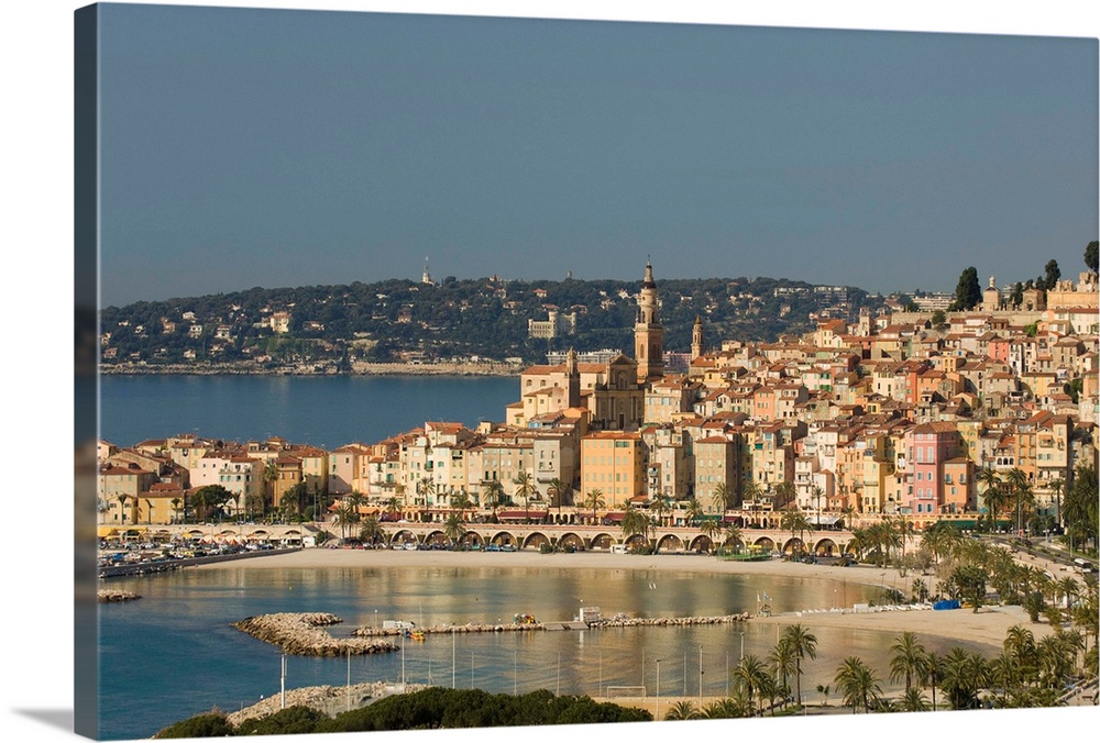 France, Provence-Alpes-Cote d'Azur, French Riviera, Alpes-Maritimes, Menton | Large Solid-Faced Canvas Wall Art Print | Great Big Canvas