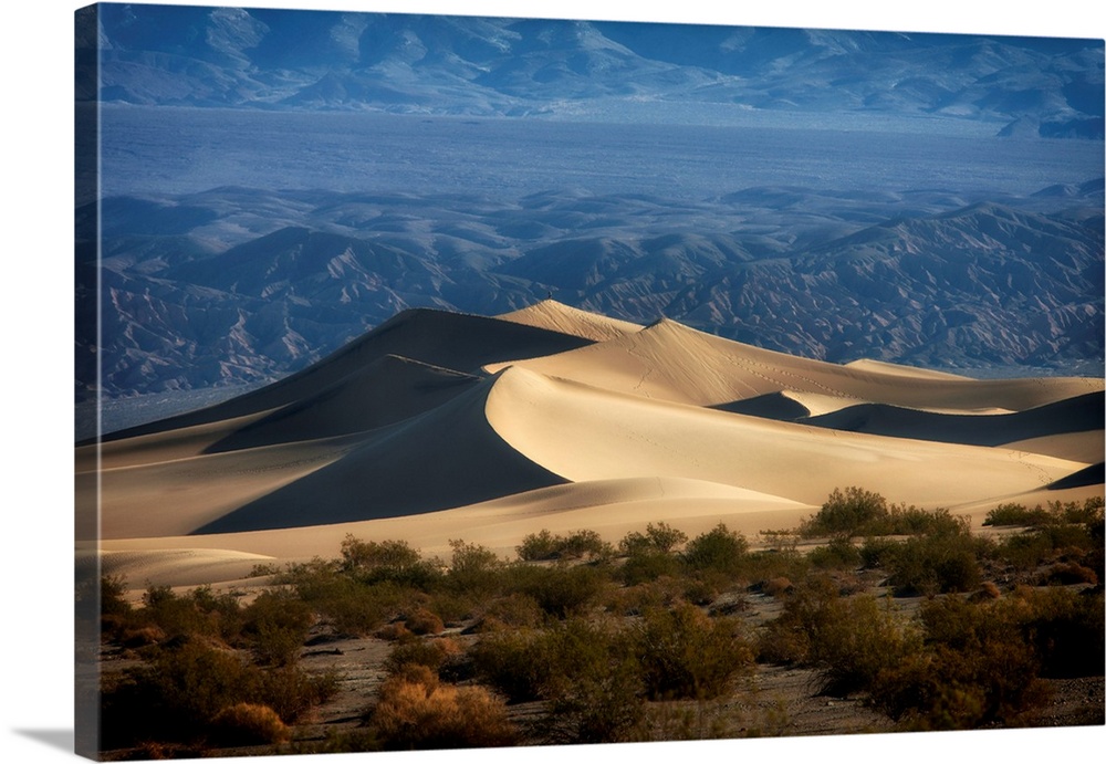 Mesquite Sand Dunes with Grapevine Mountains in the Background. Death Valley. California.