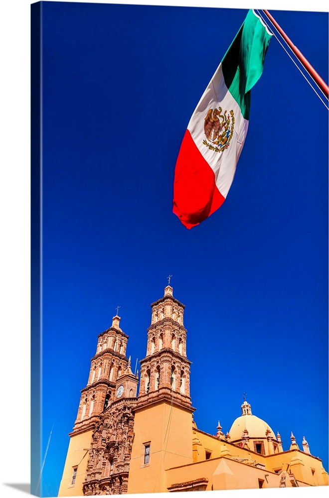 Mexican Flag Parroquia Cathedral Dolores Hidalgo Mexico. Where Father Miguel Hidalgo made his Grito de Dolers starting the...
