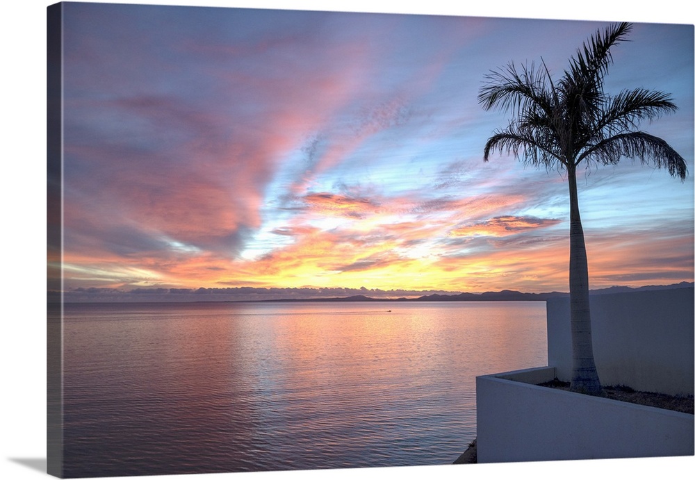 Mexico, Baja California Sur. La Ventana, colorful sunrise over the Sea of Cortez.