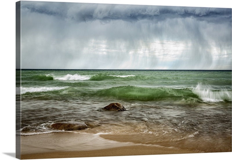 Michigan, Upper Peninsula, Munising, Rain Clouds Over Pictured Rocks ...