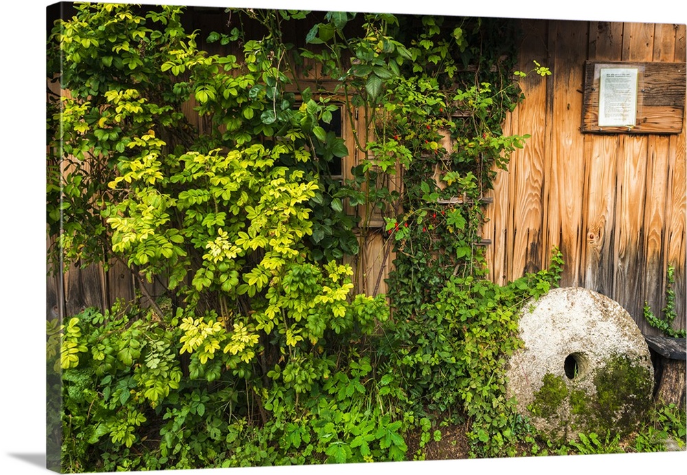 Mill stone at Vodenica water mill, Korana Village, Plitvice Lakes National Park, Croatia.