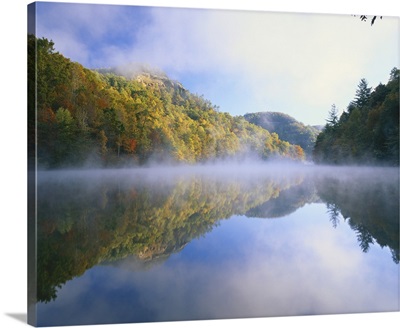 Mist rising from Milcreek lake, Daniel Boone National Forest, Kentucky