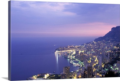 Monaco, Cote d'Azur, Montecarlo at dusk