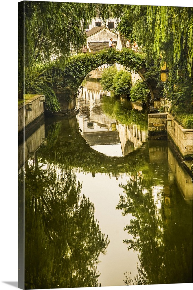 Moon Bridge, Shaoxing City, Zhejiang Province, China. Water Reflections Small City, China.