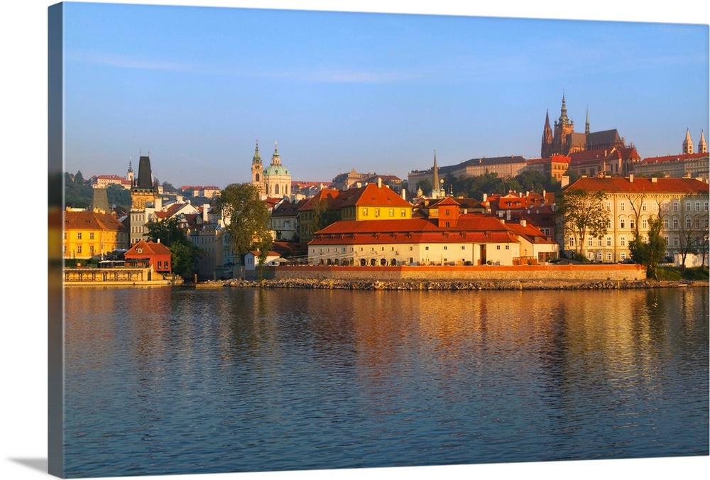 Morning view of Prague Castle by Vltava River, Prague, Czech Republic