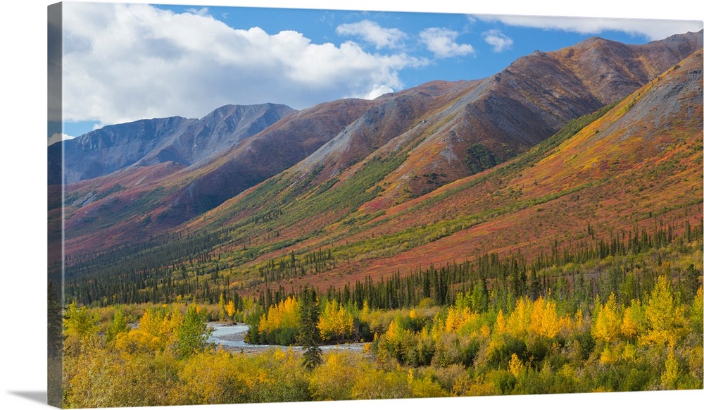 USA, Alaska, Brooks Range. Mountain landscape with stream.