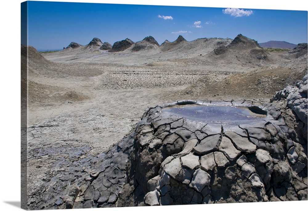 Mud volcanoes in Qobustan near Baku Azerbaijan.