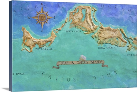 Mural Map of Turks and Caicos Islands Wall Art, Canvas Prints, Framed ...