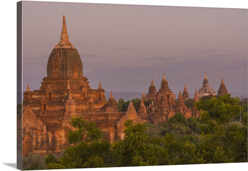 Myanmar. Bagan. Temples of Bagan in the purple pre-dawn light.