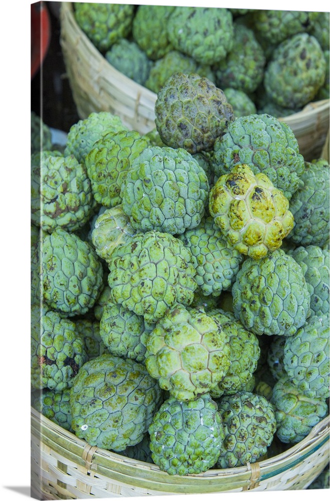 Myanmar. Mt Popa. Custard apples for sale in a market.