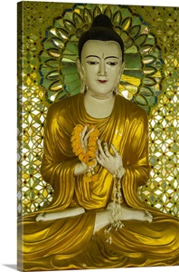 Myanmar, Soon U Pon Nya Shin Paya, Buddha with flowers in his hands image thumbnail