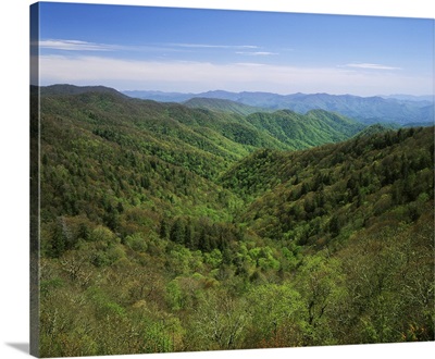 NC, Great Smoky Mountains National Park, Early spring view of Thomas Divide