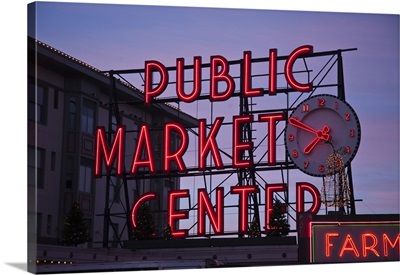 Neon Lights of Seattle's Public Market Center