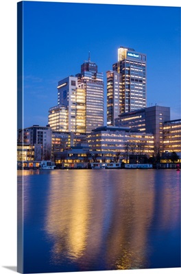Netherlands, Amsterdam, Omval Commercial District, Office Towers, Dawn