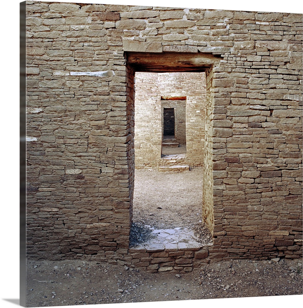 USA, New Mexico, Chaco Culture National Historical Park. Doors at Pueblo Bonito in  Chaco Canyon.