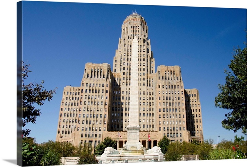 New York, Buffalo, Historic City Hall With The Mckinley Monument ...