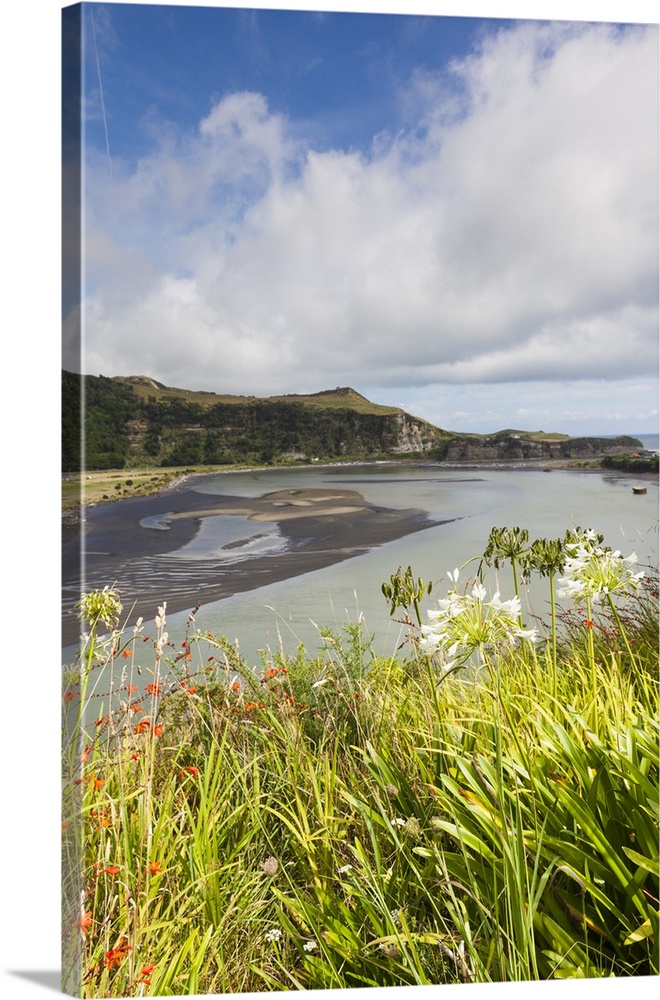 New Zealand, North Island, Mokau, Mokau harbor landscape