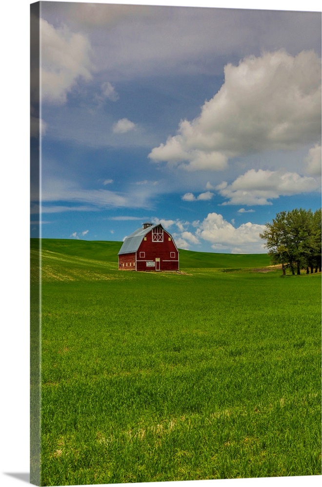 North America, USA, Washington, Red Barn in Spring